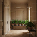 Indoor Fern Plants on Elegant Wooden Bench in Cozy Room