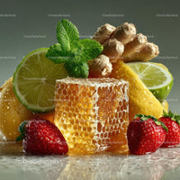 Fresh Honeycomb with Strawberries and Lime Garnish