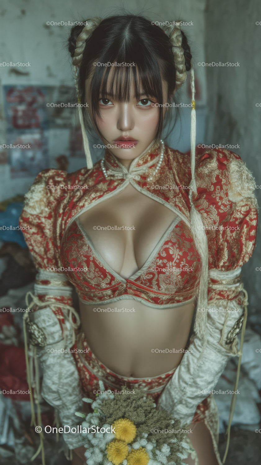 Bold Fashion Portrait of a Woman in Traditional and Modern Style