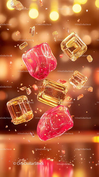 Colorful Gummies and Ice Candies in a Dynamic Flying Composition