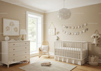 Bright Nursery Room with Baby Crib and Natural Light