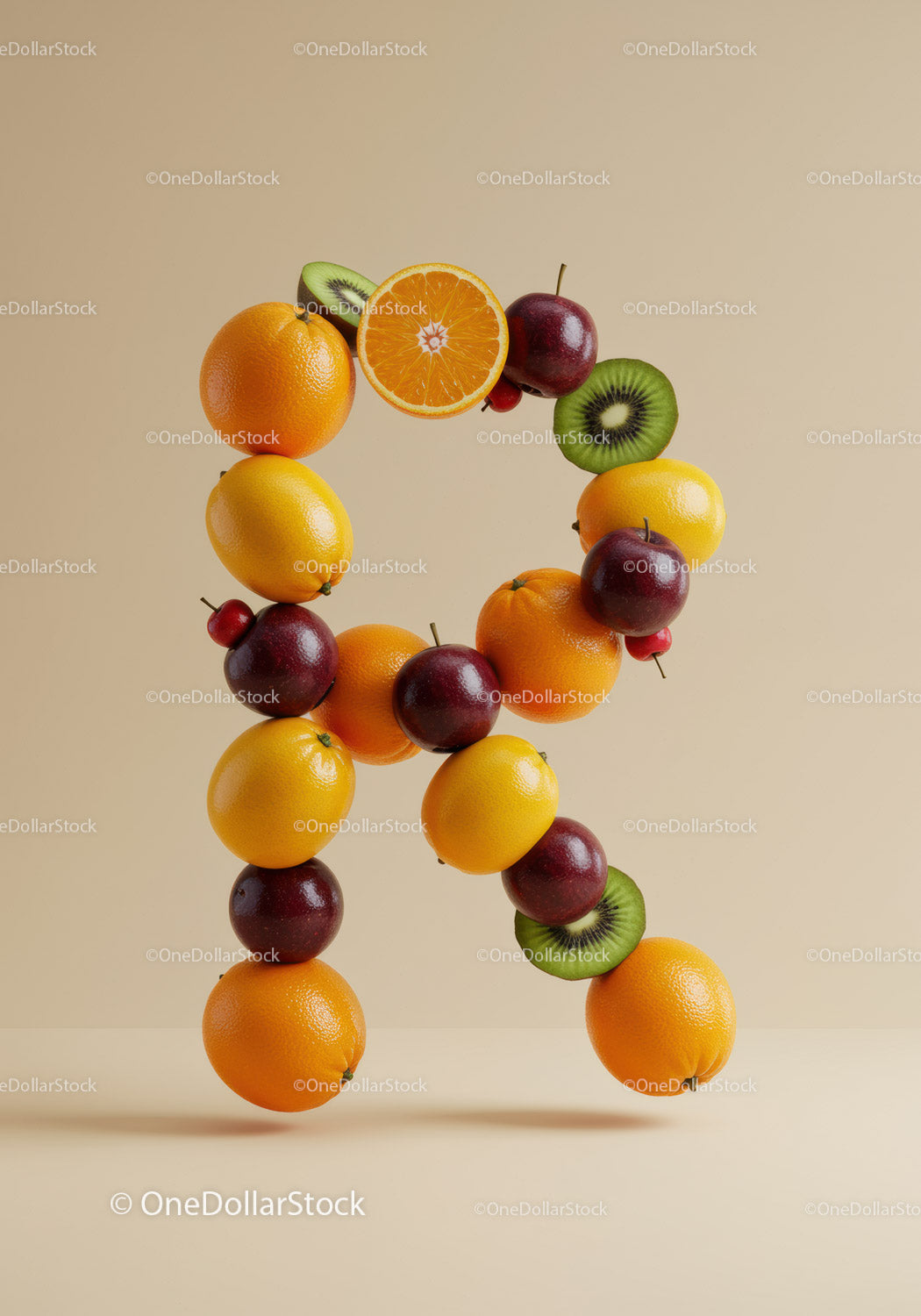 Creative Letter R Made From Fresh Mixed Fruits