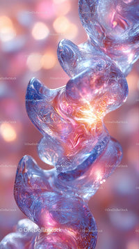 Colorful Abstract Ice Sculpture with Light Reflections and Glowing Details