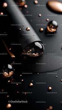Black Cosmetic Dropper Bottle with Serum for Skincare and Beauty
