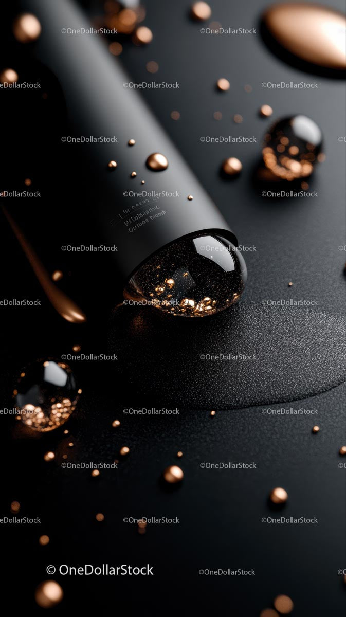 Black Cosmetic Dropper Bottle with Serum for Skincare and Beauty