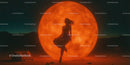 Silhouette of Woman Dancing in Front of a Large Glowing Moon at Night