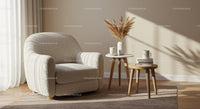 Cozy beige armchair with minimalist side tables