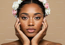Beautiful Woman with Freckles Wearing Floral Crown in Studio Shot