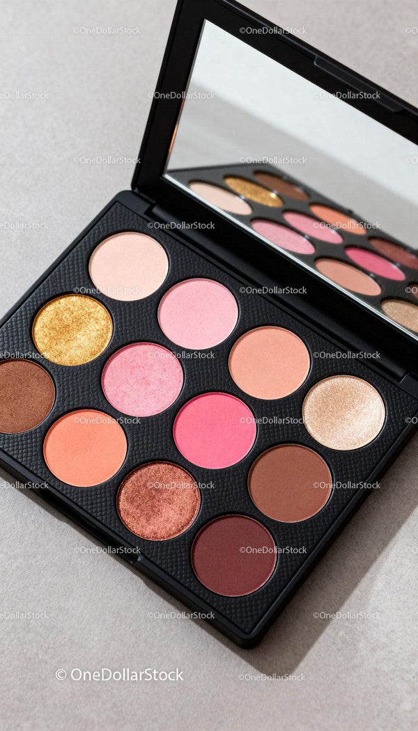 Professional eyeshadow palette with shimmering tones
