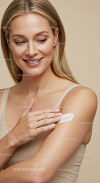 Close-up of Woman Applying Lotion on Shoulder for Healthy Skin