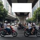 Urban Traffic Flow with Motorcycles Under City Flyover