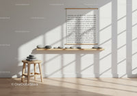 Minimalist zen stones arrangement in sunlit modern room