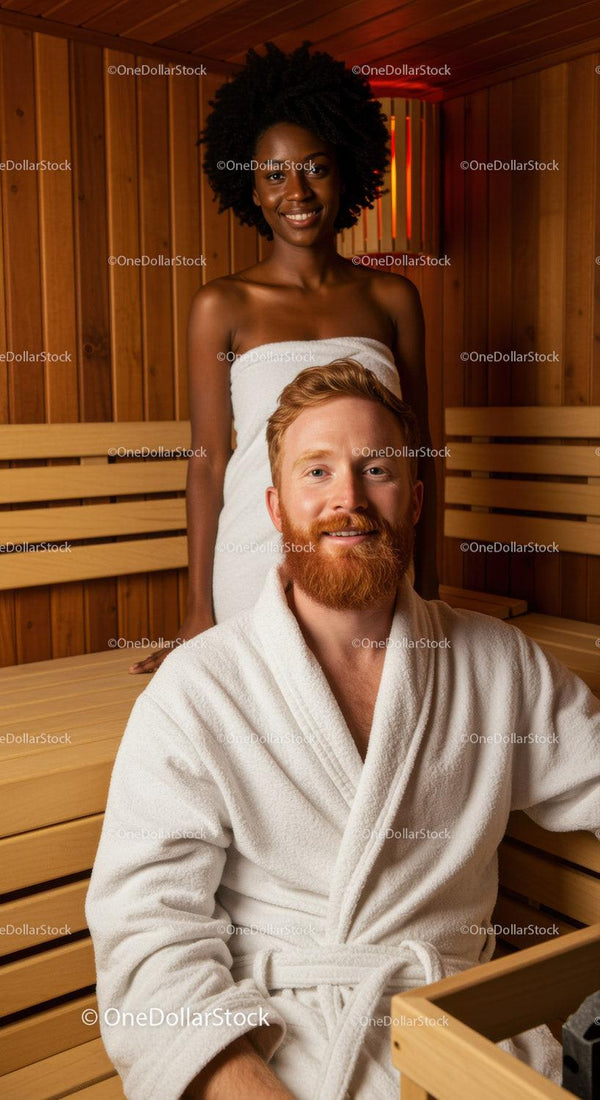 Luksusowe Spa Sauna z Zrelaksowanymi Dorosłymi Cieszącymi się Doświadczeniem Wellness