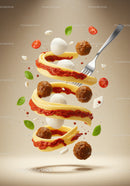 Italian Pasta Twirl with Meatballs and Fresh Ingredients