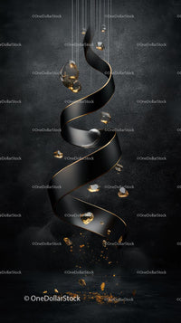 Elegant Black Metallic Spiral with Floating Gemstones for Premium Decor