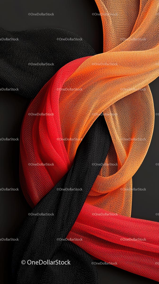Colorful Mesh Ribbons and Fabric Textures Artistic Composition