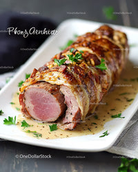 Succulent Pork Tenderloin Wrapped in Crispy Bacon with Sauce