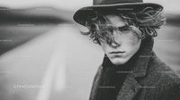 Fashionable Young Man in Black and White Street Portrait