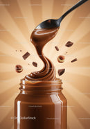 Creamy chocolate hazelnut spread with flowing swirl