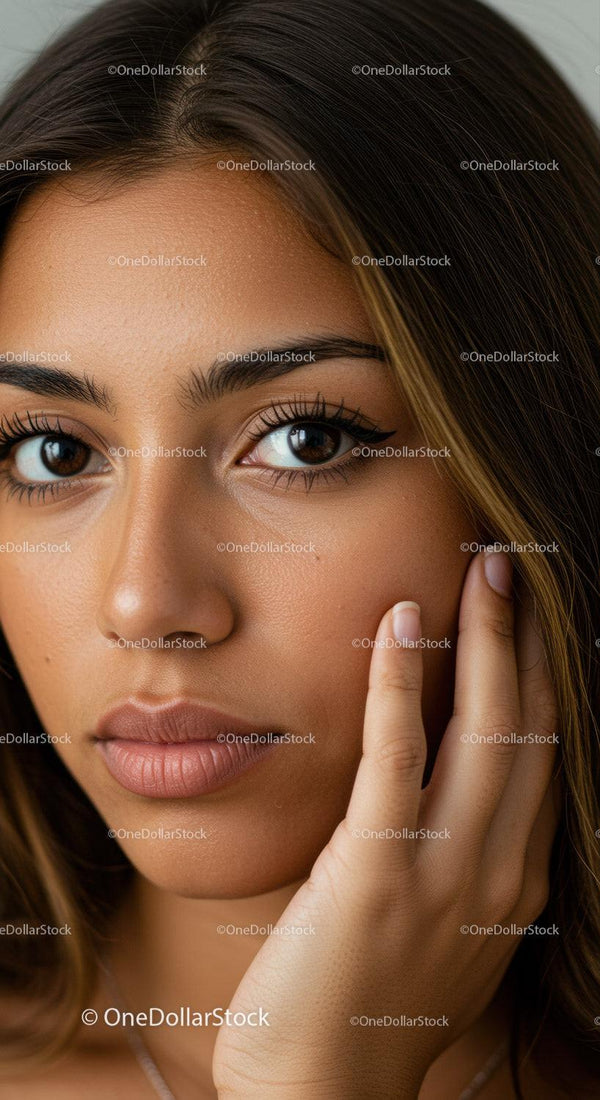 Close-Up Portrait of a Woman with Brown Eyes and Natural Makeup