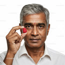 Senior Man Holding Raspberry Close-Up Portrait for Healthy Lifestyle