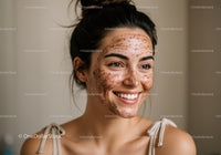 Portrait of a Happy Woman with Acne Scars and Clear Skin