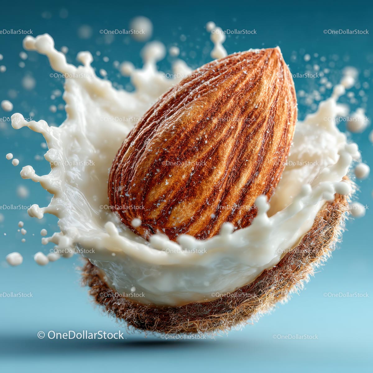 Almond Splashing in Creamy Milk for Delicious Food Photography