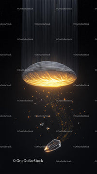 Futuristic Glowing Capsule in Space Cosmic Environment