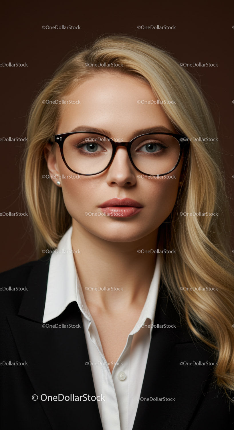 Stylish Business Woman in Glasses with Elegant Corporate Look