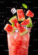 Refreshing Watermelon Cocktail with Ice and Mint Splash