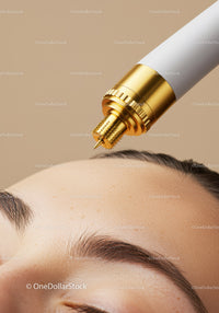 Close-Up of Cosmetic Injection in Forehead for Skin Rejuvenation
