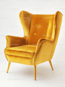 Yellow Velvet Armchair with Retro Mid-Century Design