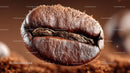 Flying Coffee Beans in Motion on a Dark Background