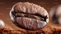 Flying Coffee Beans in Motion on a Dark Background
