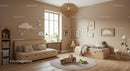 Cozy Kids Bedroom with Wooden Furniture and Soft Decor