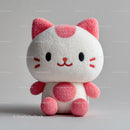 Pink and White Plush Cat Figure for Kids and Decor