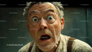 Surprised Elderly Man with Wide Eyes and Open Mouth Expression