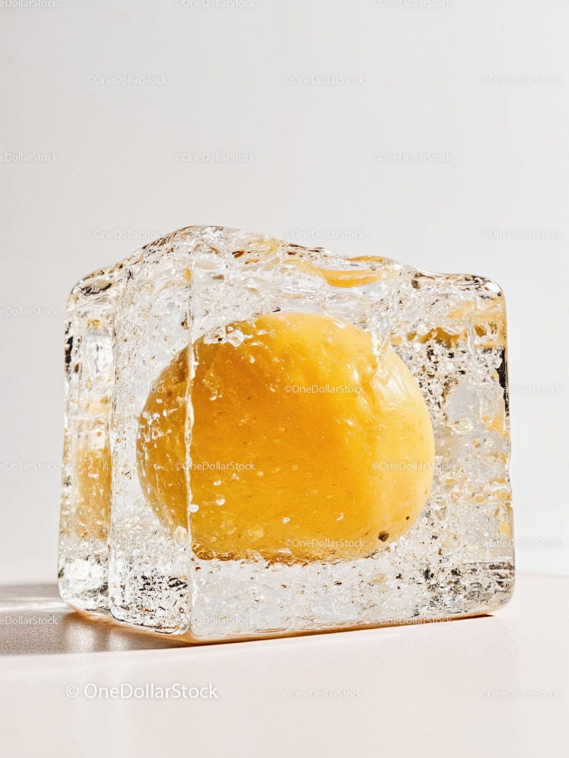 Lemon Encased in a Crystal Clear Ice Cube