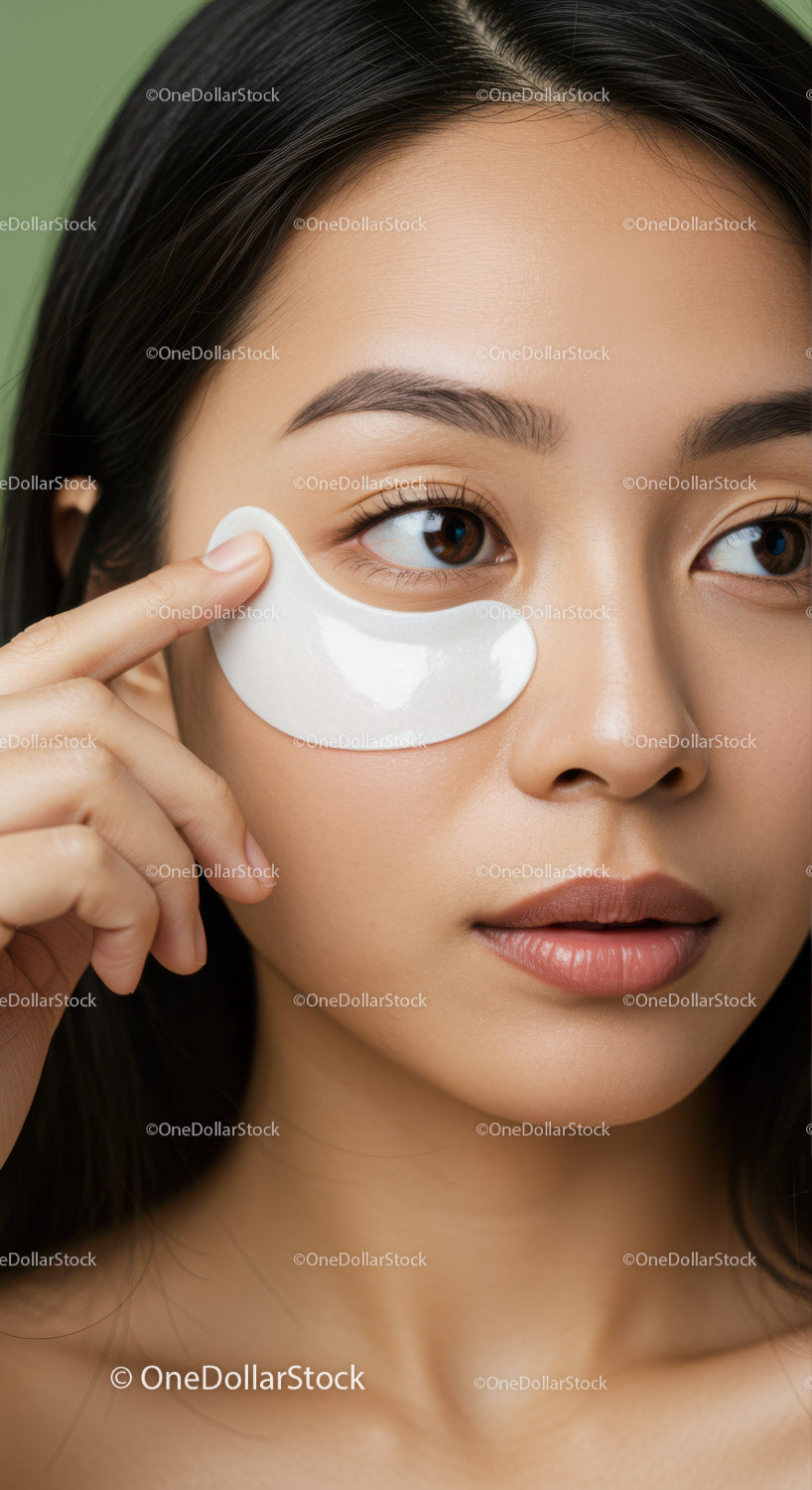 Young Woman Applying Under-Eye Patch for Skin Rejuvenation