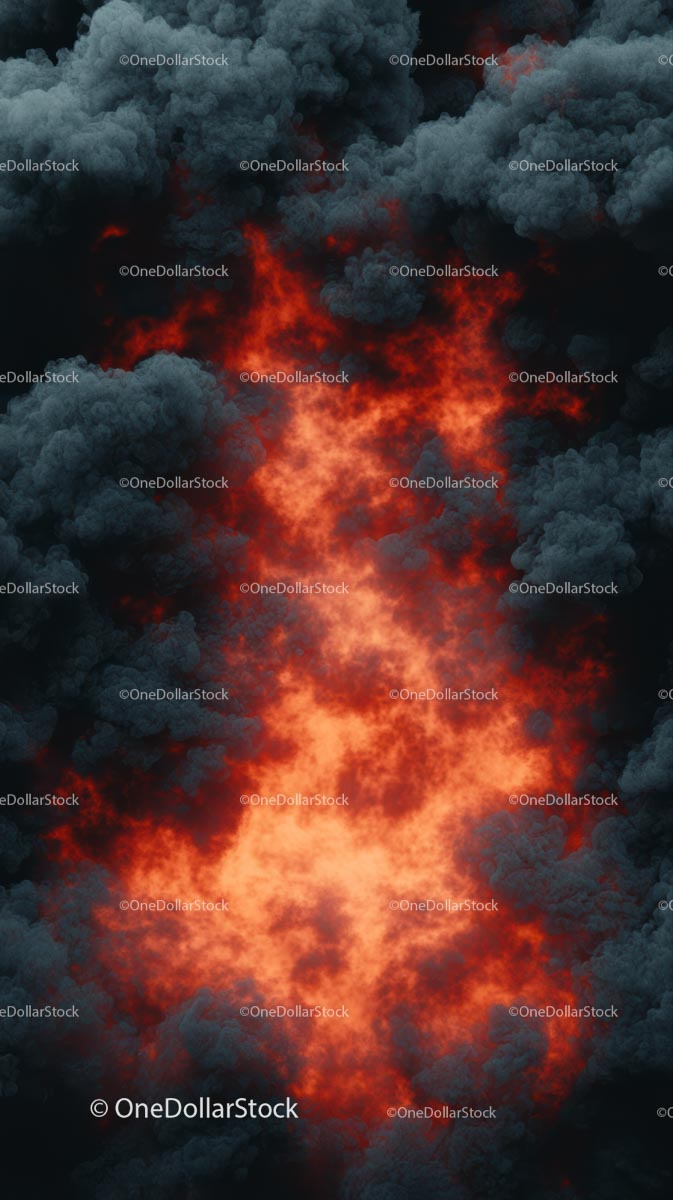 Dramatic Fire and Smoke Explosion with Fiery Plumes