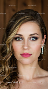 Glamorous Beauty Portrait of a Woman with Wavy Blonde Hair and Green Eyes