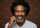 Happy Mature African American Man with Gray Beard and Curly Hair