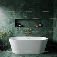 Luxurious Green Marble Bathroom with Freestanding Bathtub and Modern Decor