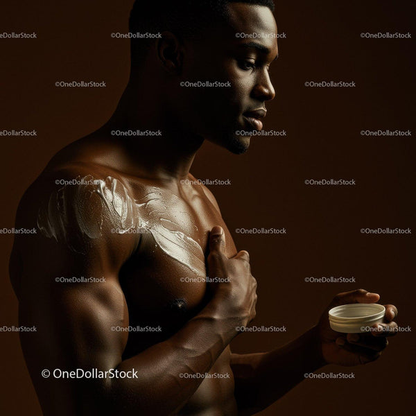 African Man Applying Moisturizer for Healthy Skin and Self-Care