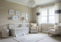 Modern Nursery Room with Baby Crib and Cozy Armchairs for Relaxed Living