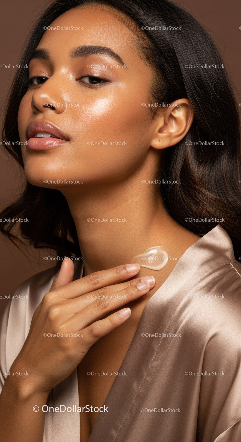 Beautiful Woman with Glowing Skin and Soft Makeup for Beauty Advertisement