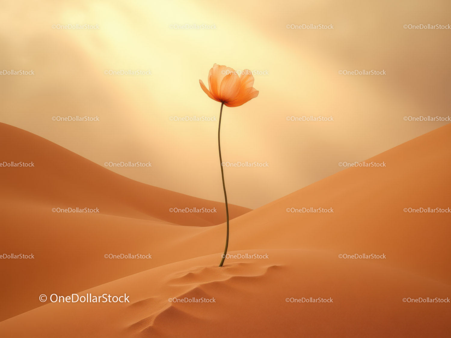 Delicate Flower Blooming in Vast Desert Sands