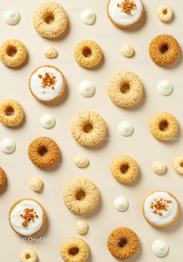 Variety of Cookies and Cream Dollops on Beige Surface