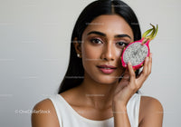 Young Woman with Dragon Fruit for Beauty and Wellness Concept