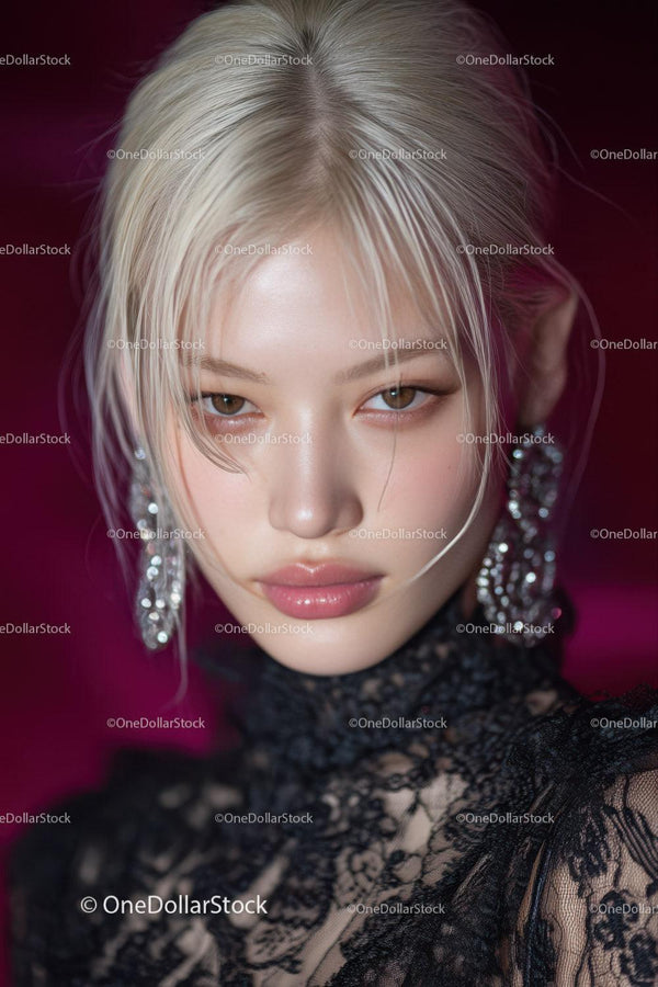 Striking Portrait of a Woman with Blonde Hair and Piercing Eyes